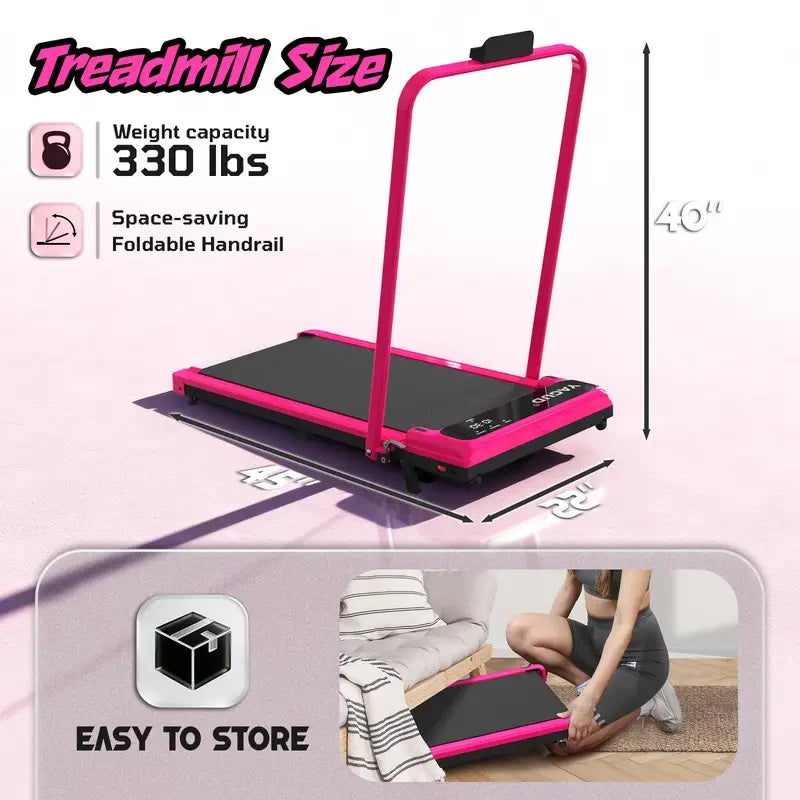 Foldable Incline Walking Pad with Handrail, Remote Control & Shock Absorption