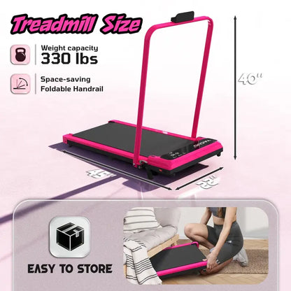 Foldable Incline Walking Pad with Handrail, Remote Control & Shock Absorption
