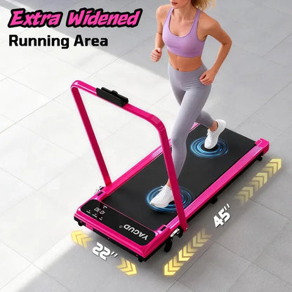Foldable Incline Walking Pad with Handrail, Remote Control & Shock Absorption
